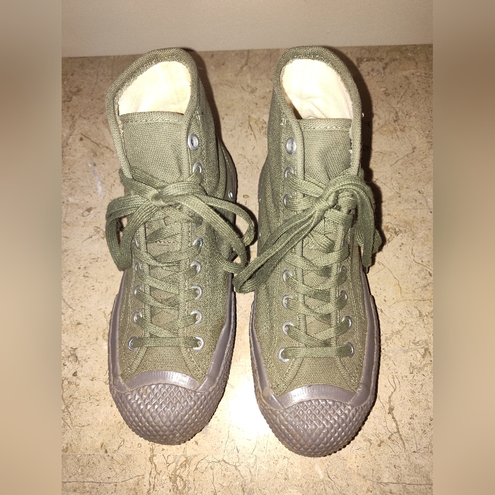 Artifact SUPERGA Olive Green High-Top Sneakers.